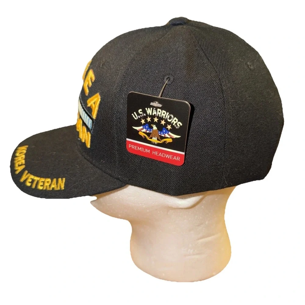 Korea War Veteran Black Hat Baseball Cap US Warriors One Size FIts All Snap Back